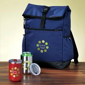 Crossland brand products that include a backpack and mug