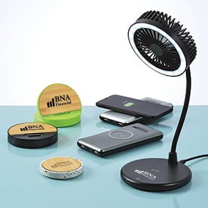 Wireless items that include a phone charger and fan