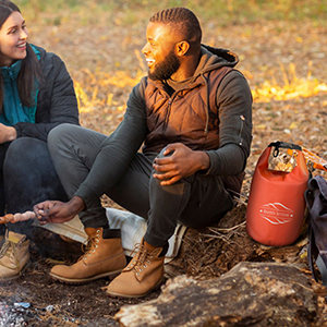 People camping with a campfire kit