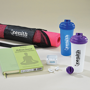 Promotional products that include a yoga book, yoga mat and tumbler