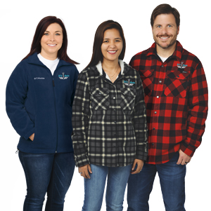Promotional products that include a feelce shirt, hooded fleece shirt and Columbia brand fleece jacket