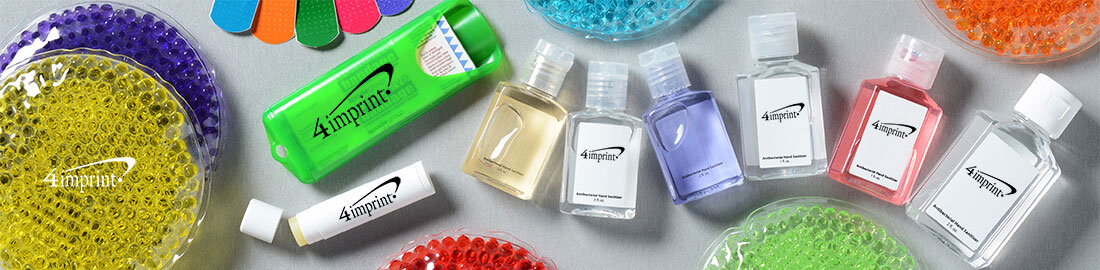 Promotional Wellness and Safety Products that include hand sanitizers, bandages and cold/hot packs