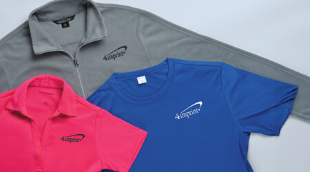 Promotional business apparel products that includes a tshirt, jacket and polo