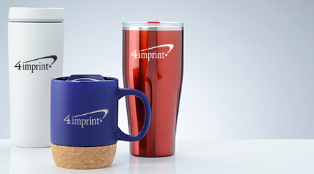 Shop all promotional drinkware products that include a cork bottom mug, travel tumbler and vacuum tumbler