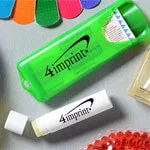 Wellness and safety promotional products that include bandaids, hand sanitizer and lip gloss