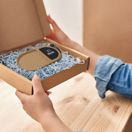 Woman opening present