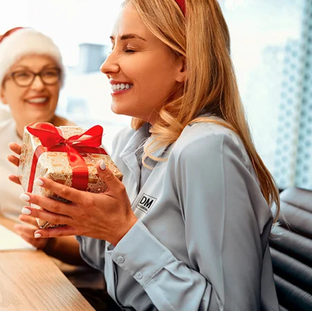 Woman with a holiday present