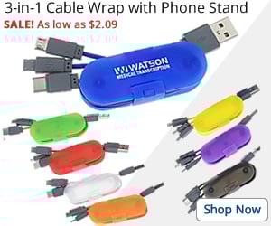 3-in-1 Cable Wrap with Phone Stand