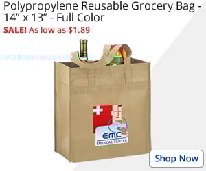Polypropylene Reusable Grocery Bag - 14 x 13 - Full Color