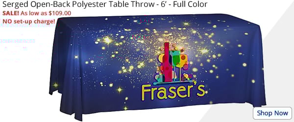 Serged Open-Back Polyester Table Throw - Full Color