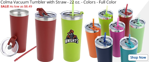 Colma Vacuum Tumbler with Straw - 22 oz. - Colors - Full Color