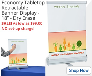 Economy Tabletop Retractable Banner Display - Dry Erase