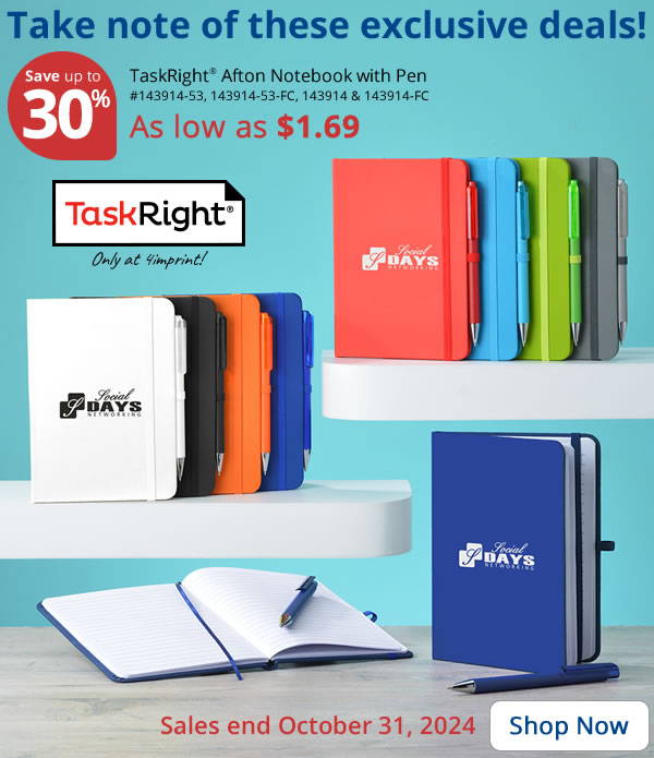 TaskRight Afton Notebook with Pen