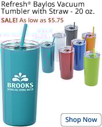 Refresh Baylos Vacuum Tumbler with Straw - 20 oz.