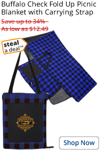 Buffalo Check Fold Up Picnic Blanket with Carrying Strap