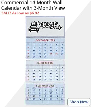 Commercial 14-Month Wall Calendar with 3-Month View