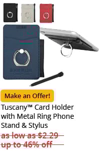 Tuscany™ Card Holder with Metal Ring Phone Stand & Stylus