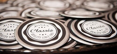 Stacks of promotional coasters