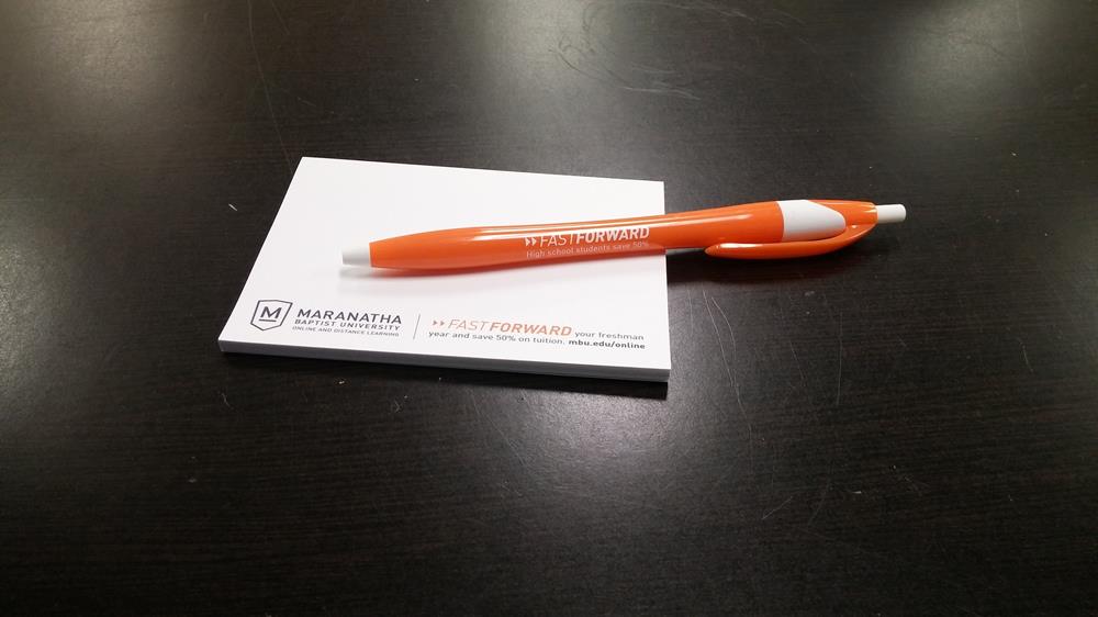 Customer photo from Amanda of our Pocket Buddy Notebook, a pen on a piece of paper