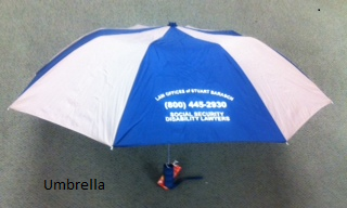 a blue and white umbrella