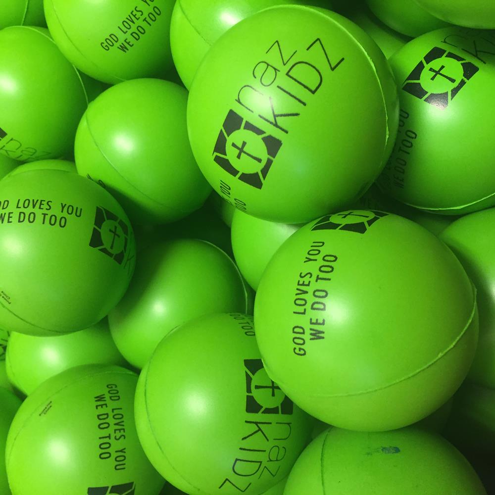 a pile of green balls