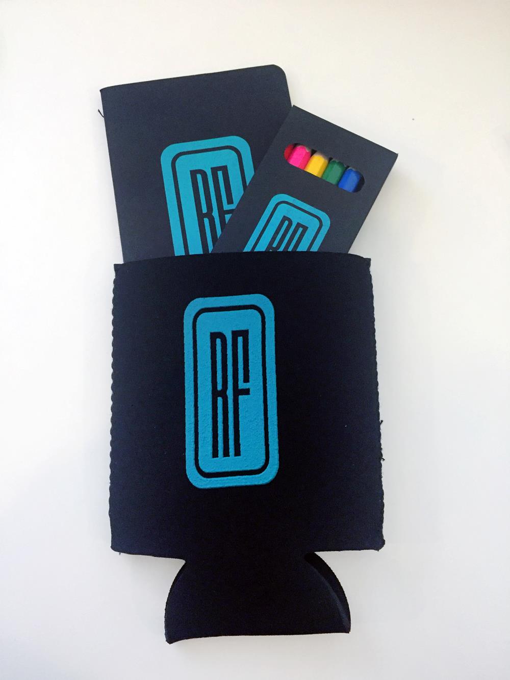 Customer photo from Susie of our Jotter & Colored Pencil Set - Matte Black, a black can with blue writing on it