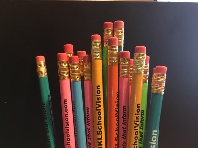 Customer photo from Paul of our Serged Open-Back Polyester Table Throw - 6 feet, a group of pencils with erasers