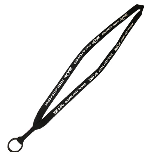 Customer photo from Brady of our Economy Lanyard - 1/2" - Metal Split Ring, a black lanyard with white text