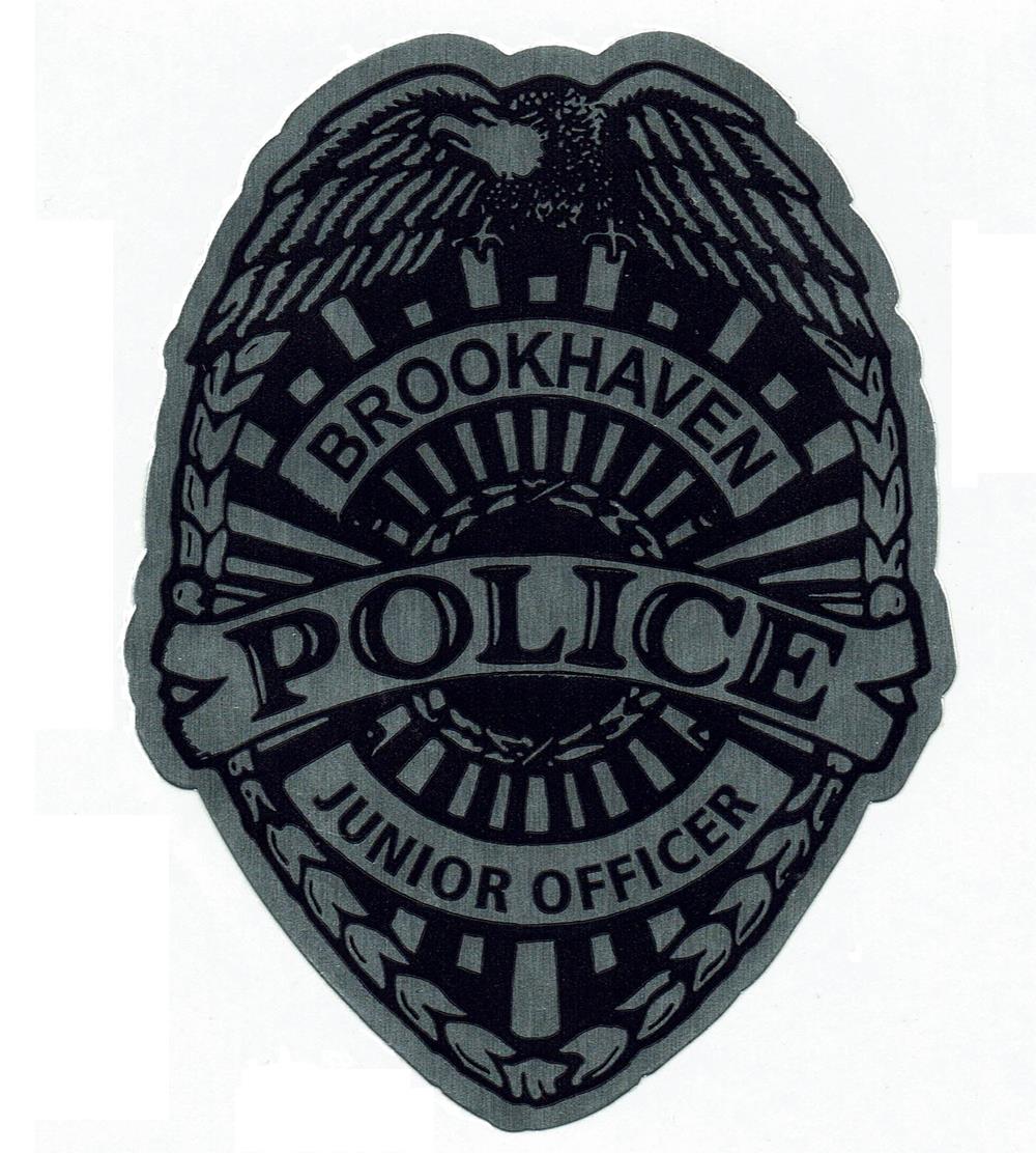 a black and white police badge