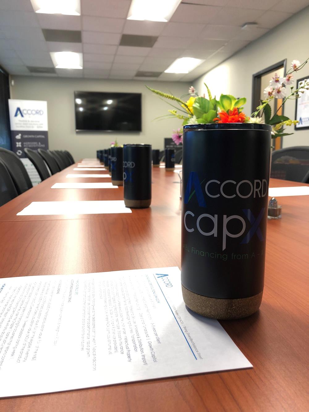 Customer photo from John of our Valhalla Vacuum Travel Tumbler with Cork Base - 16 oz., a group of drinks on a table