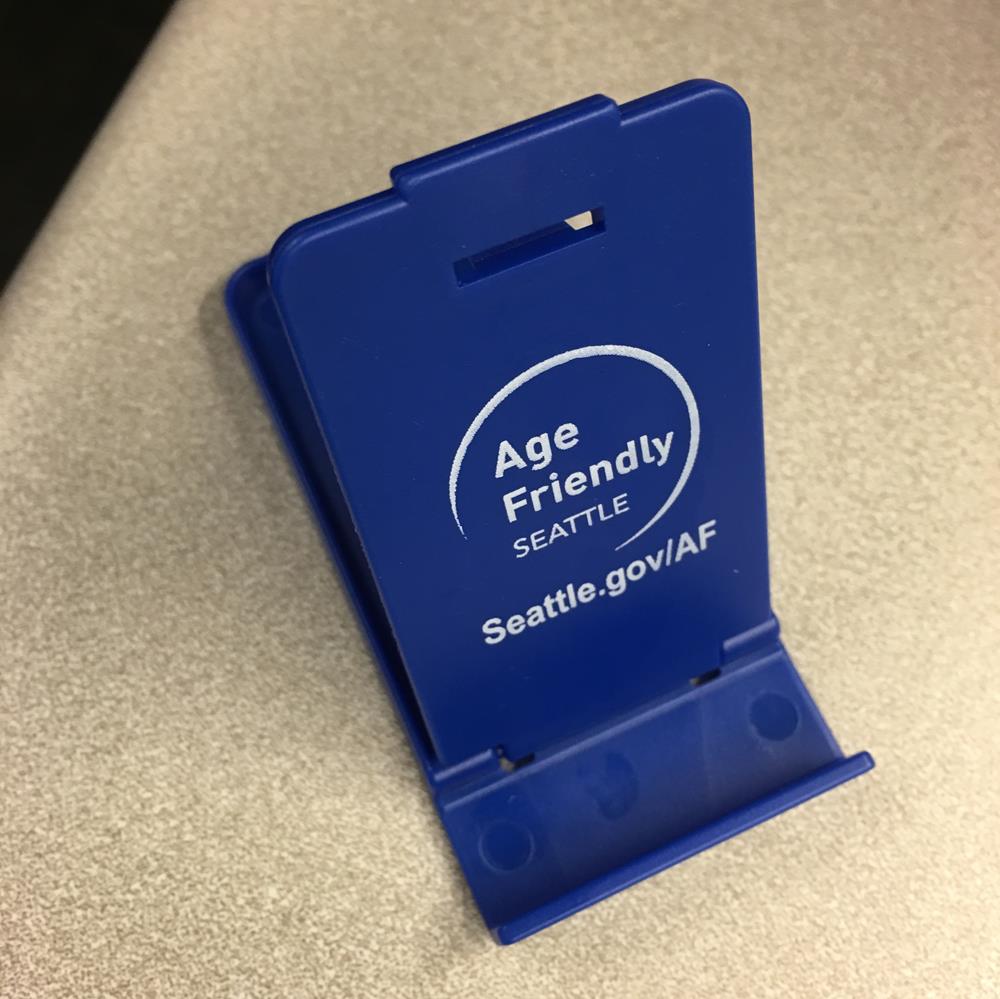 a blue plastic card holder
