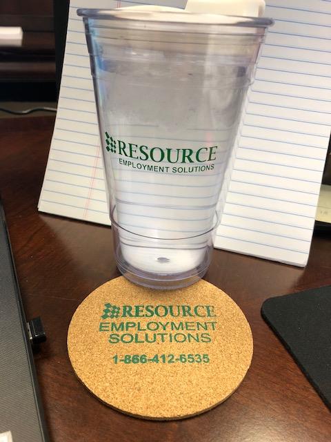 Customer photo from Kathy of our Cork Coaster - Circle, a clear plastic cup on a coaster