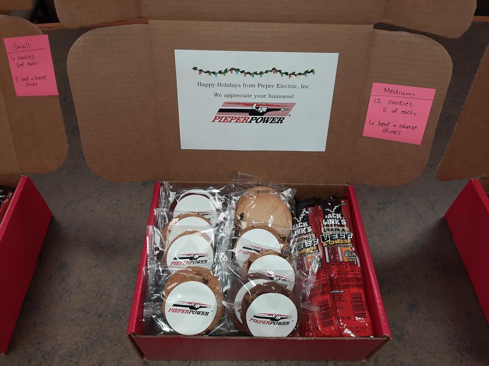 a box with cookies and candy