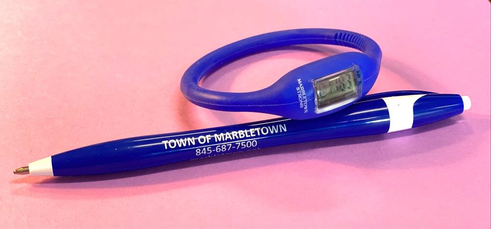 a blue pen with a digital display