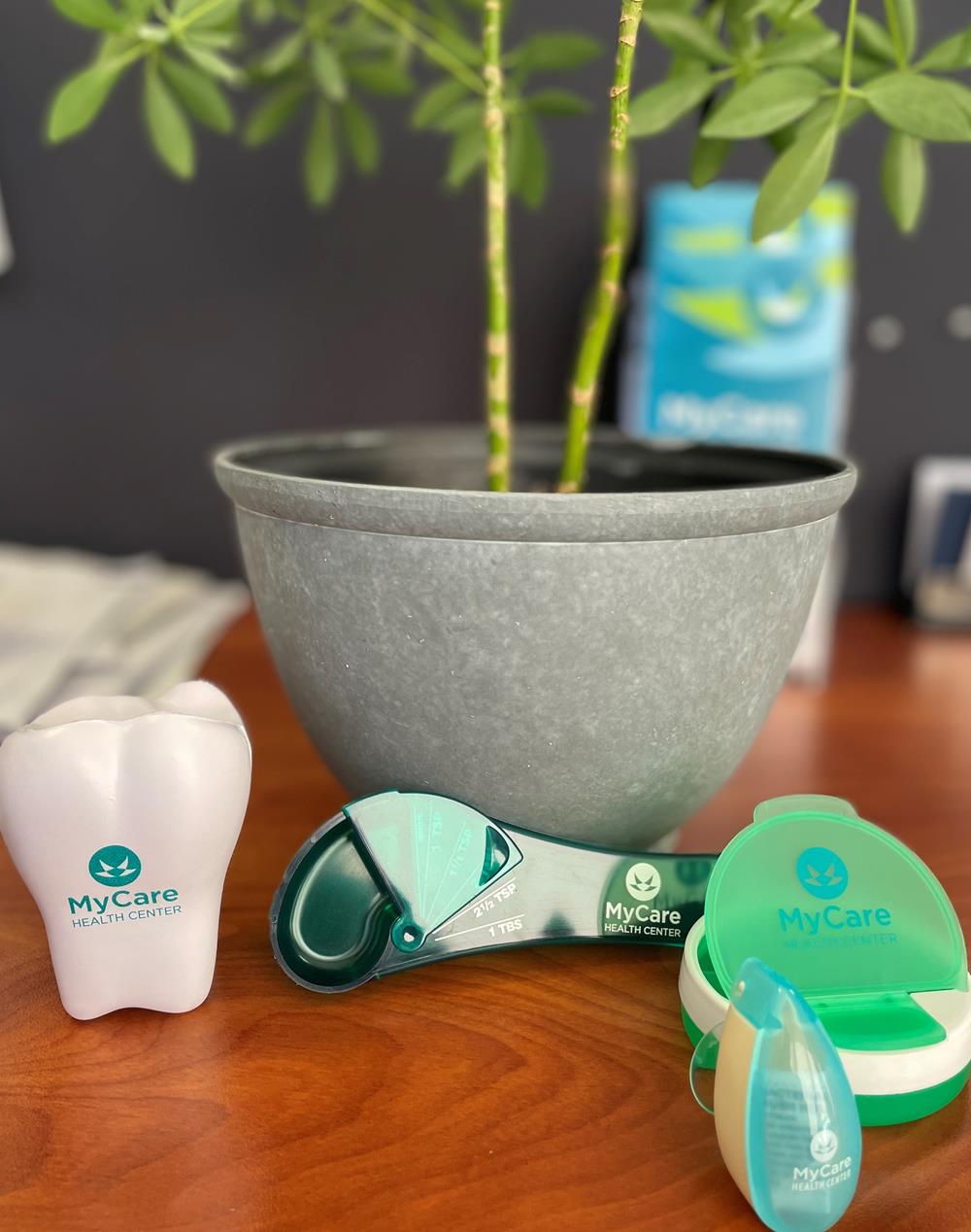 Customer photo from David of our Tooth Stress Reliever, a plant in a pot with a toothbrush and dental floss
