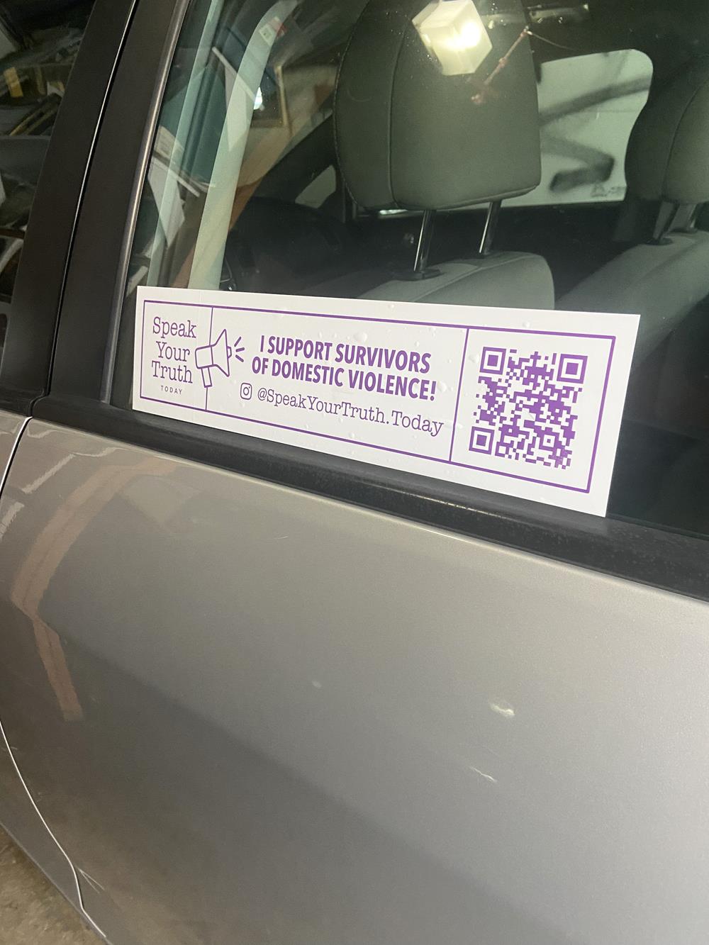 a sticker on a car window