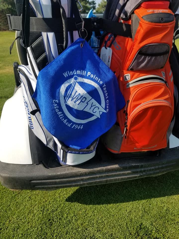 a golf bag on a golf cart