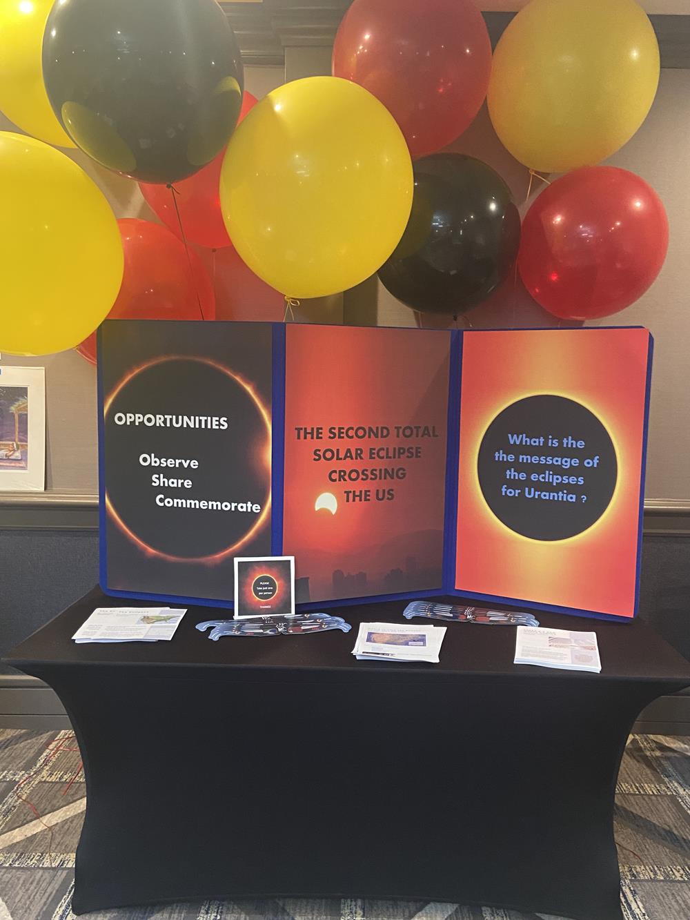 Customer photo from Taylor of our Dynamo Tabletop Display - 6' - Full Color, a table with a display of information and balloons