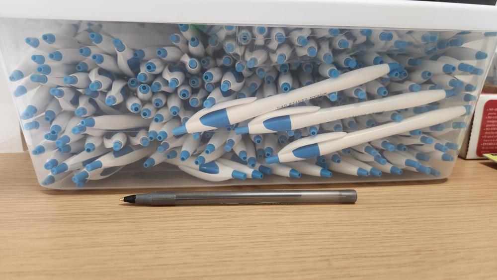 Customer photo from Eli of our Javelin Pen, a container of pens and a pen