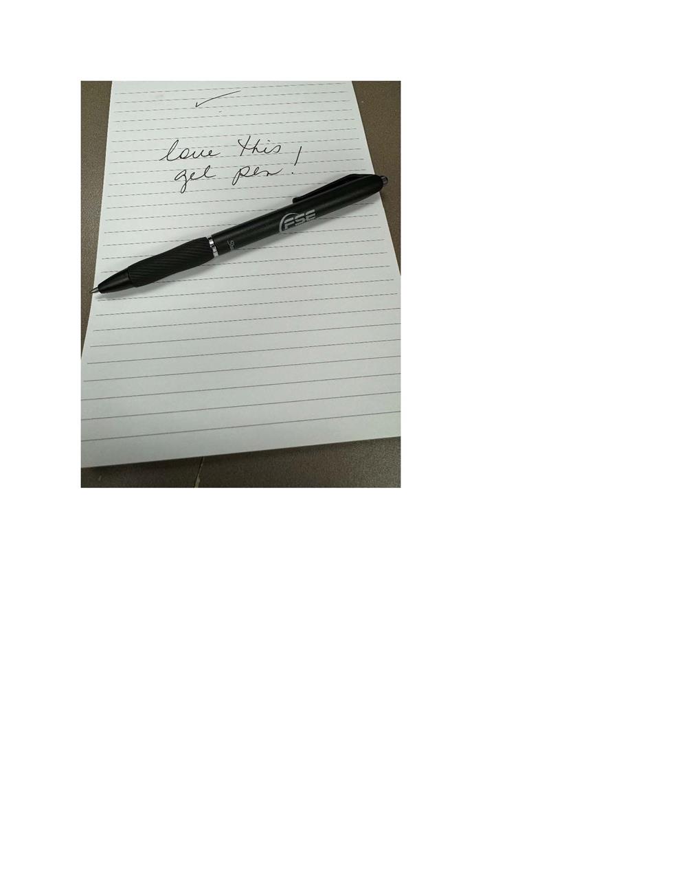 Customer photo from Elaine of our Sharpie S-Gel Pen, a pen on a piece of paper
