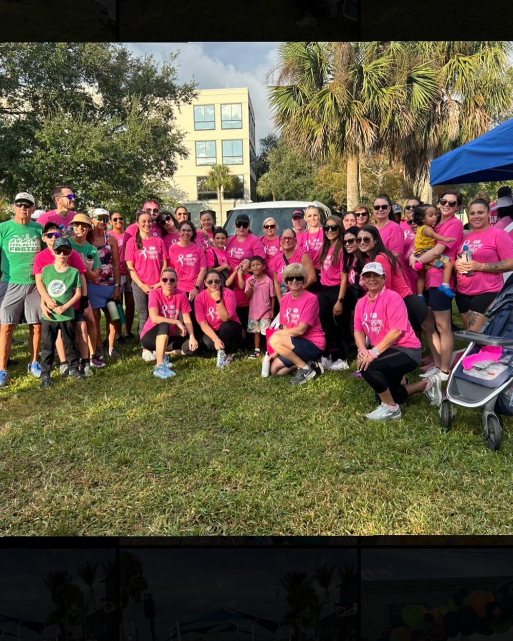 Customer photo from Kaylin of our Optimal Tri-Blend T-Shirt - Men's - Screen, a group of people in pink shirts