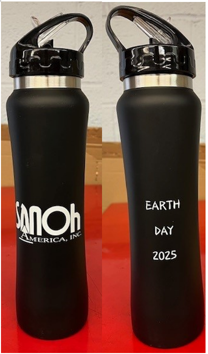 Customer photo from Sheila of our Hampton Soft Touch Bottle - 25 oz., a black and silver water bottle