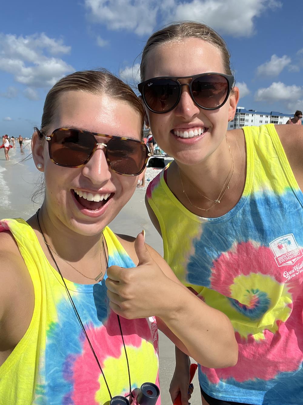 Customer photo from Chip of our Hanes Authentic T-Shirt - Screen - White, two women wearing sunglasses and smiling at the camera