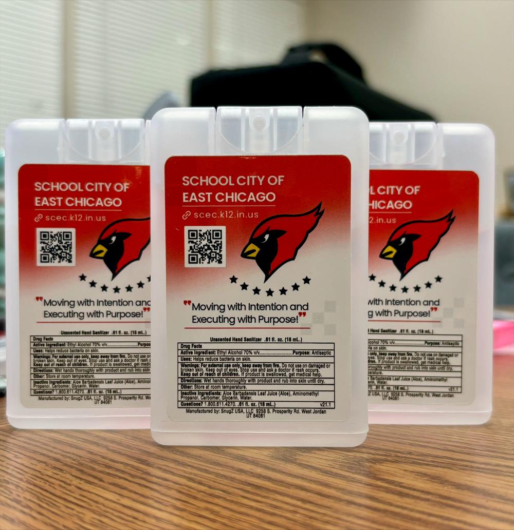 Customer photo from Emily of our Credit Card Spray Sanitizer, a group of plastic containers with red and white labels