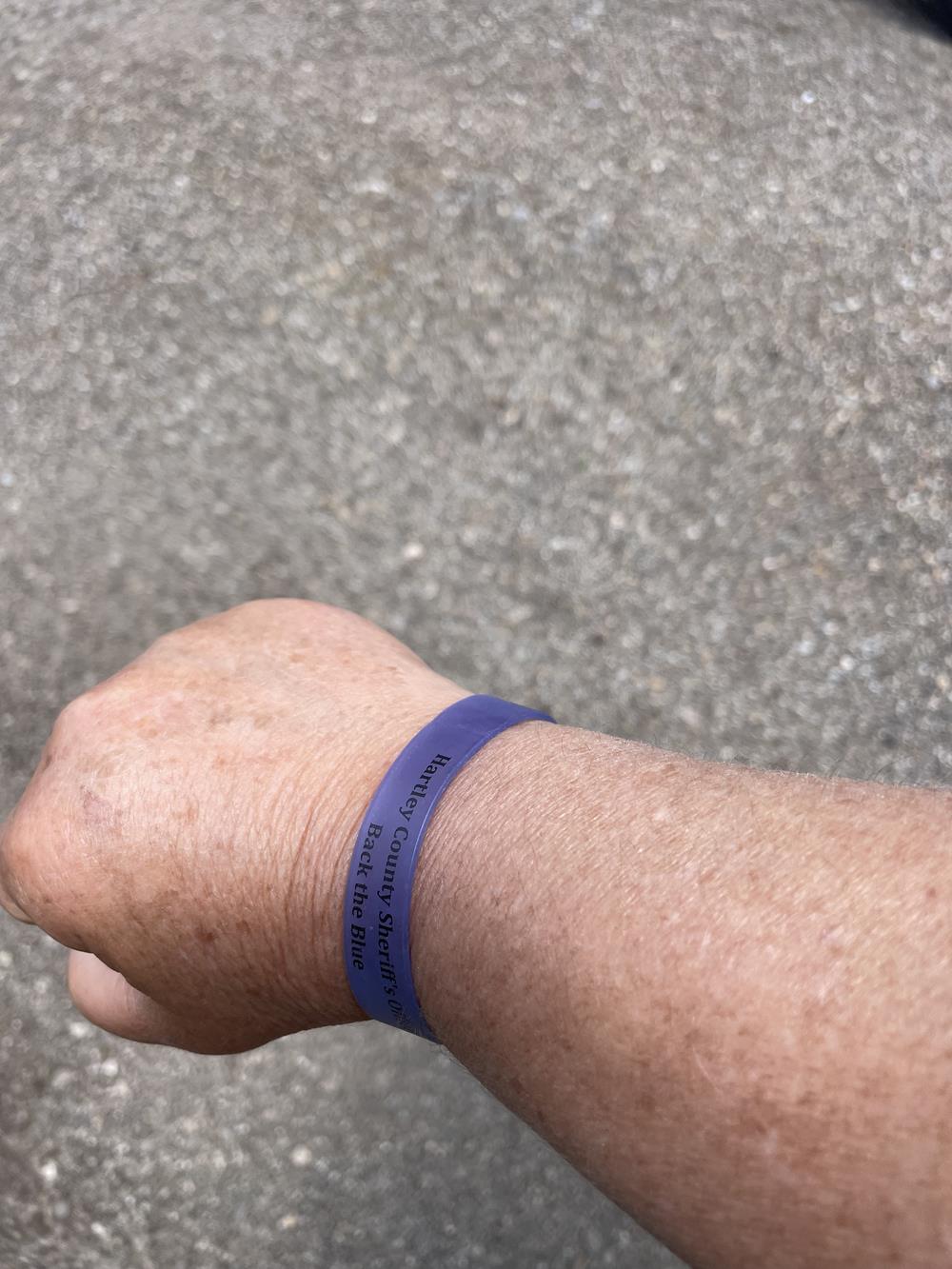 Customer photo from Sabrina of our Sun Fun Bracelet, a wrist band on a person's wrist