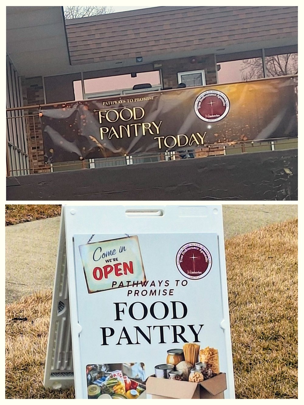 Customer photo from Teresa of our Sidewalk Messenger Sign - Two Sided, a sign next to a building