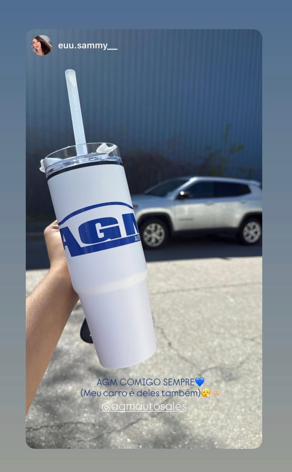 Customer photo from POLYANA O of our Malibu Mug with Straw - 30 oz - 24 hr, a hand holding a white cup with a straw