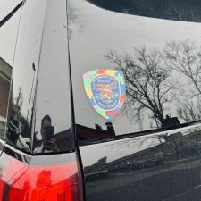 a police sticker on a car