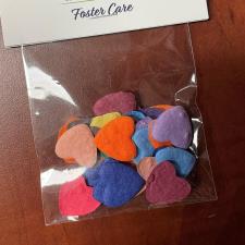 a bag of colorful hearts