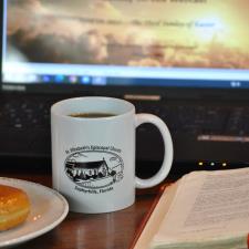 a coffee and a book on a table